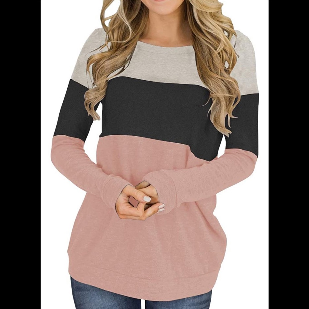 🆕 Beautiful Long sleeve Color block Top - Picture 3 of 6
